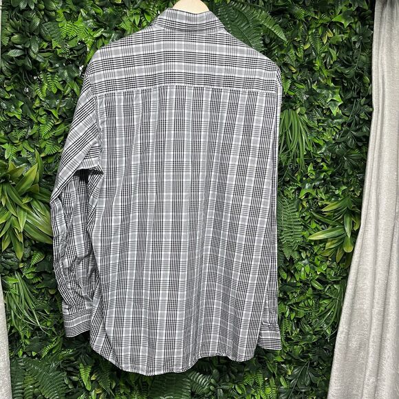 ERMENEGILDO ZEGNA Men Shirt XL Gray Black Plaid Collared Button Italy Made 1548 - Picture 10 of 12